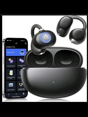 AMINY AI Translator Wireless Bluetooth Earbuds with Charging Case - Black